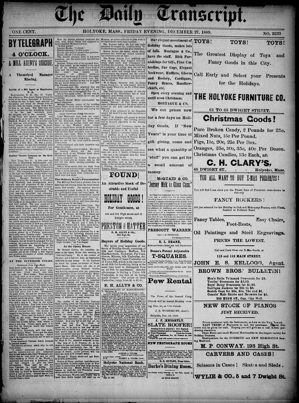 The Daily Transcript. December 27, 1889 - Digital Commonwealth