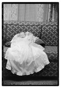 Unidentified baby, possibly in a christening gown