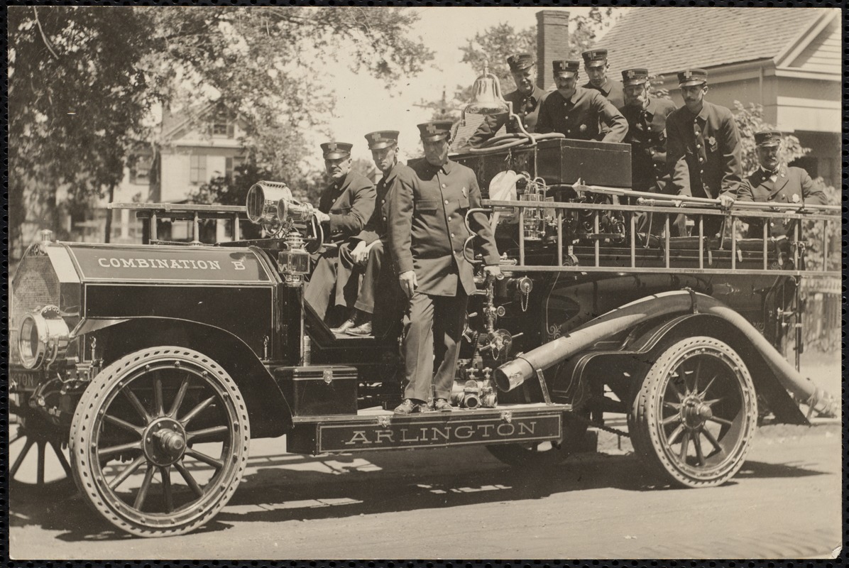 Firemen on Knox 750 g.p.m. pumper (Combination B) - Digital Commonwealth
