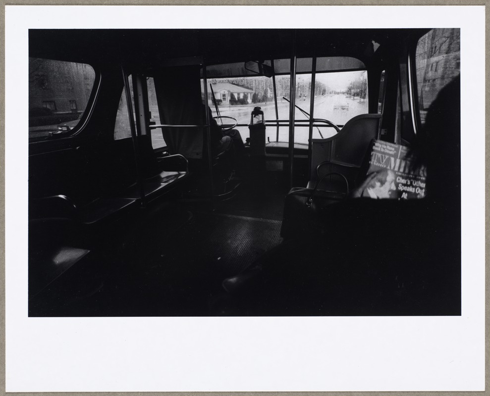 Metropolitan Boston Transit Authority bus interior, viewed on Mass. Avenue in the vicinity of Bates St.