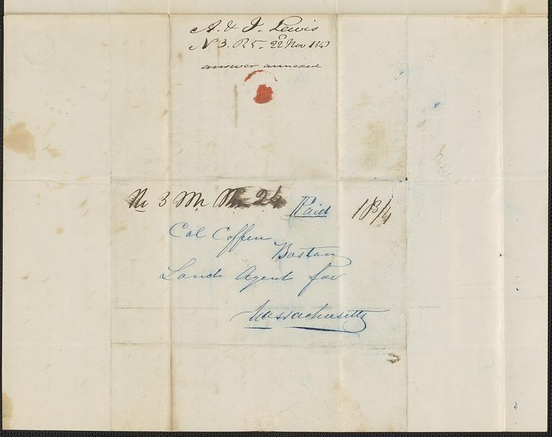 A. & J. Lewis to George Coffin, 23 November 1843