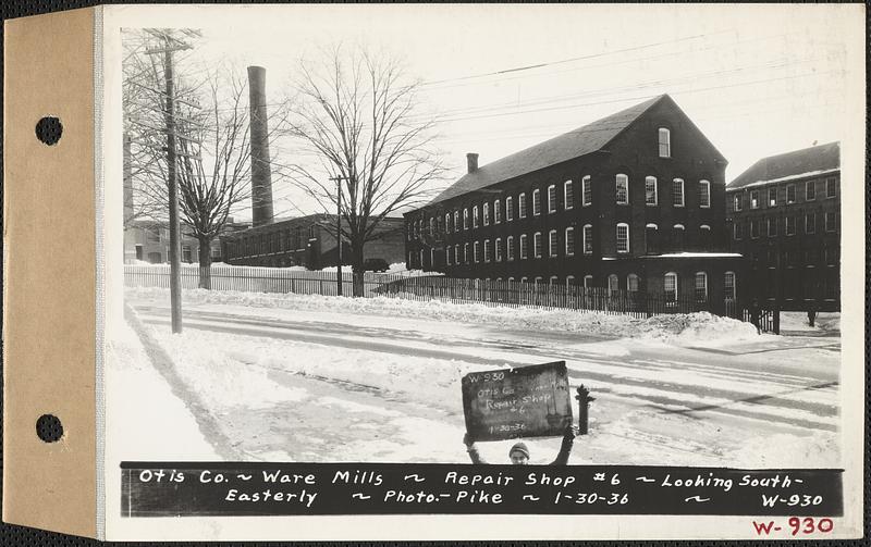 Otis Co., Ware Mills, repair shop #6, looking southeasterly, Ware, Mass., Jan. 30, 1936