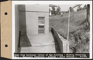 Rear from southeast corner of Spa Building, showing retaining wall, Wachusett Reservoir, Clinton, Mass., Sep. 10, 1941