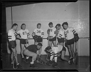 Lacrosse 1941, Bruce Munroe, Ray Cook, Frank Smith, Donald Grant, Edward Ewen, and Frederick Janes.