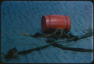 Barrel buoy on beach, Revere Beach