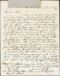 Letter from Thomas F. Cordis to John D. Long, June 26, 1874