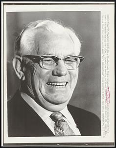 Steelworkers Union president I. W. Abel laughs happily prior to a press conference during the AFL-CIO Executive meeting at Miami Beach. Abel said during his press conference that his union would seek "very substantial" wage increase from the metal industries.