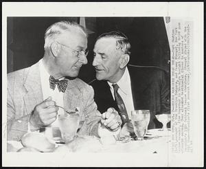 Series Managers Break Bread--Burt Shotton (left), manager of the Brooklyn Dodgers, and Casey Stengel, New York Yankee manager, dine together in Brooklyn tonight following third game of World series. they attended testimonial dinner to members of Brooklyn's 1916 National League champions. Stengel played with the 1916 team--Brooklyn's first pennant winner.