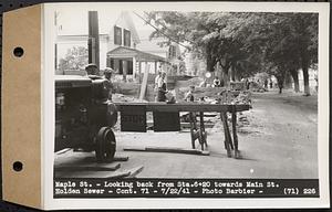 Contract No. 71, WPA Sewer Construction, Holden, Maple Street, looking back from Sta. 6+20 towards Main Street, Holden Sewer, Holden, Mass., Jul. 22, 1941