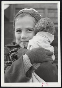 Linda Leach - 8 with her doll. Ellis Ave., Norwood. Cold.