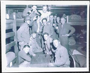 Wesley Dickinson with bunkmates, World War II