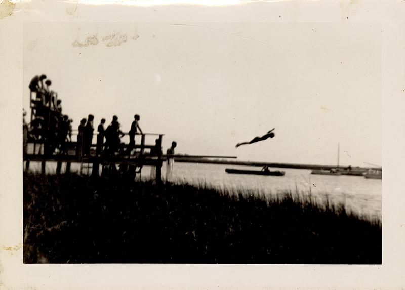 Diving into the Bass River, South Yarmouth, Mass.