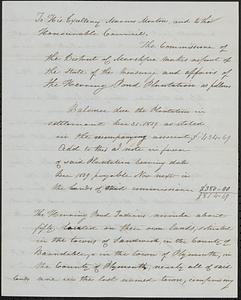 Herring Pond - Report Concerning Treasury and Affairs, March 1840