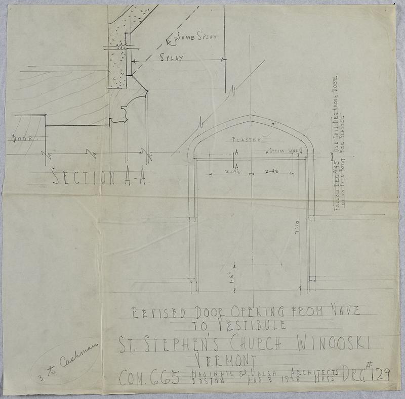 Revised door opening from nave to vestibule