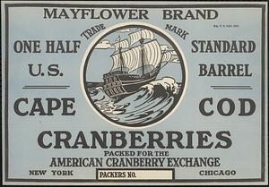 Mayflower Brand Cape Cod Cranberries Half Barrel Box Label