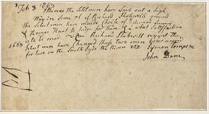 1668 document, possibly relating to Ipswich colony and changes in Selectmen as Richard Shatswell, Edward Lumas, Thomas Hart, Symon Tompson, and John Dane are all names mentioned