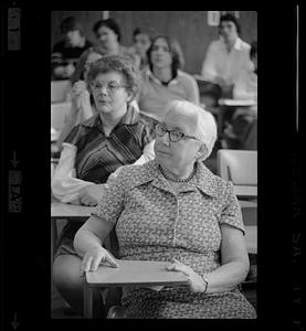 Older women attend class at Suffolk University, Beacon Hill, Boston