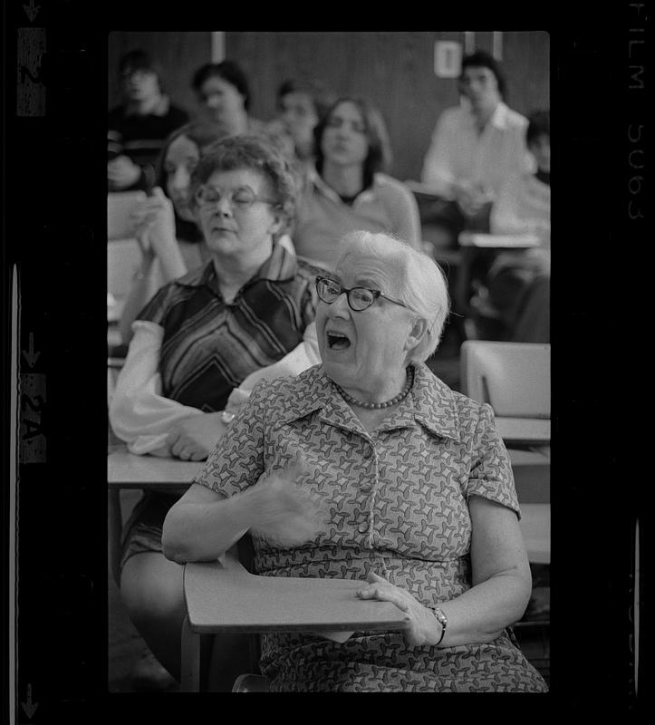 Older women attend class at Suffolk University, Beacon Hill, Boston