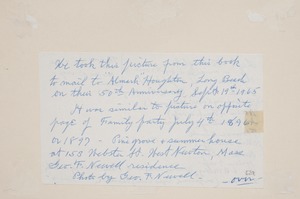 Photograph Album of the Newell Family of Newton, Massachusetts - Note Describing July 4th Party -