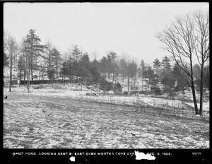 Distribution Department, Low Service Spot Pond Reservoir, looking east southeast over Mortar Cove dike, Stoneham, Mass., Dec. 9, 1904
