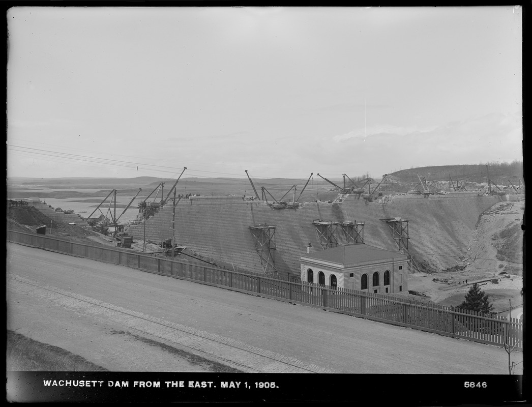 Wachusett Dam, from the east, Clinton, Mass., May 1, 1905
