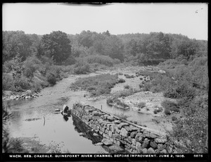 Wachusett Reservoir, Quinapoxet River channel before improvement, Oakdale, West Boylston, Mass., Jun. 2, 1905