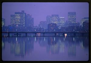 MIT Bridge and downtown at dusk, Charles River Basin, Boston