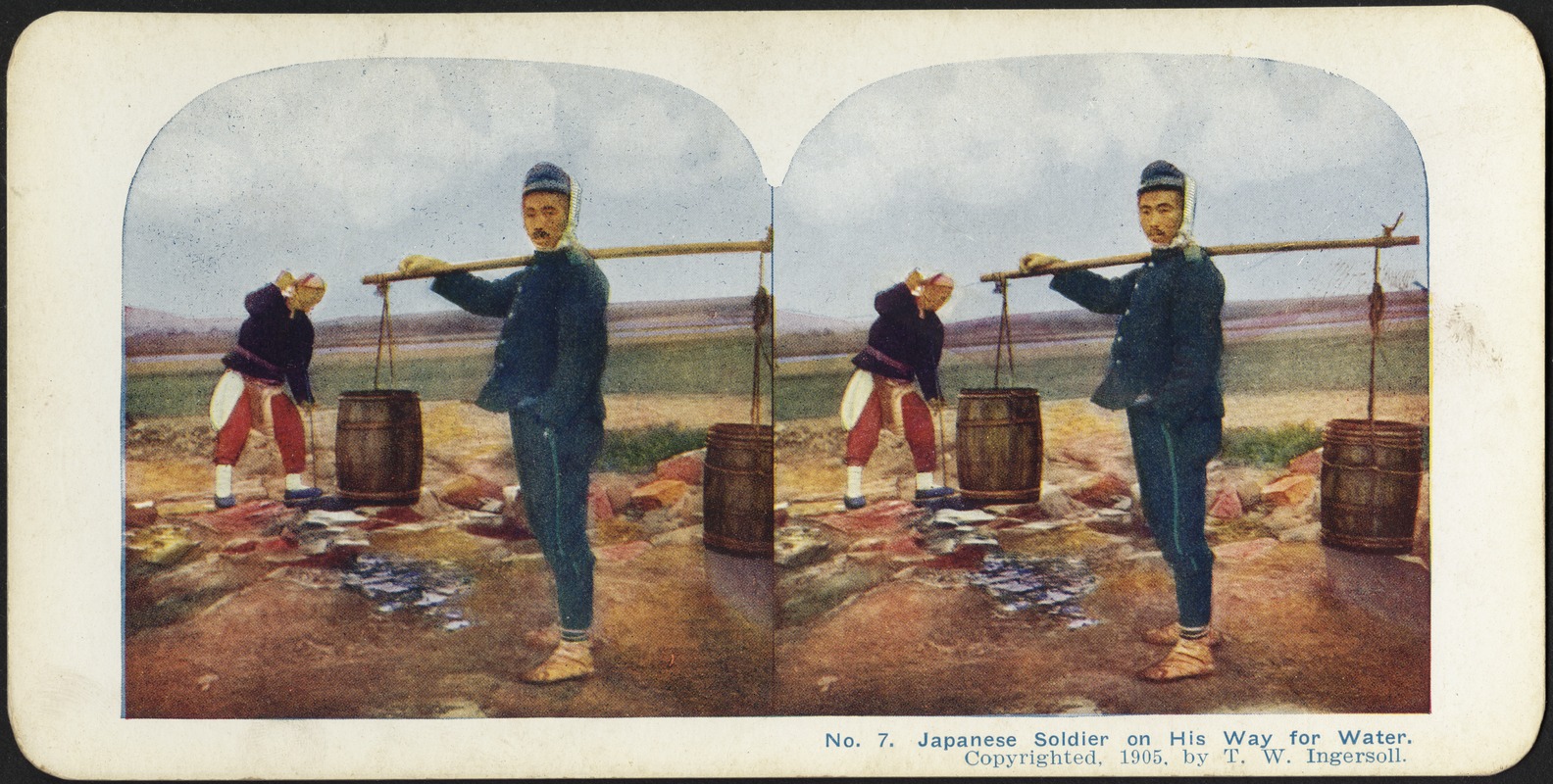 A Japanese soldier on his way to the well for water