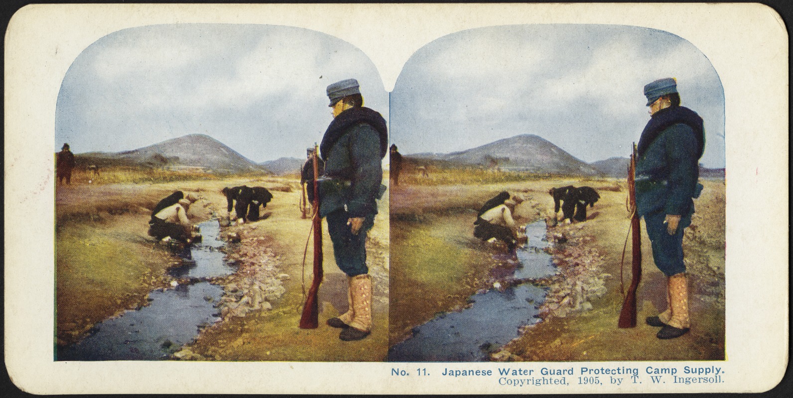 Japanese water guard protecting the camp's supply from contamination