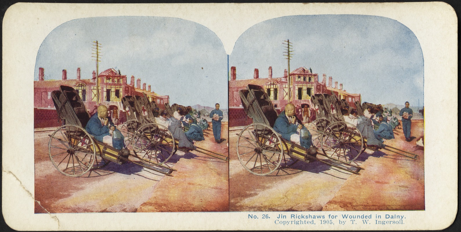 Comfortable jin rickshaws for the wounded in Dalny