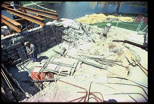 Construction on Lagoon Bridge, Public Garden, Boston