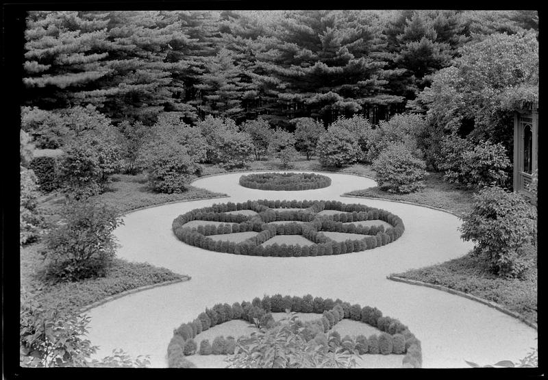 Overlooking box garden, centre view. Harold I. Pratt garden