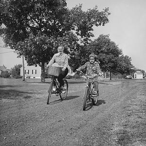 Riding bicycles, Buttonwood Park, Brownell Avenue, New Bedford