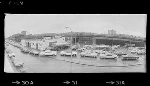 Cars line up at filling station during gas crisis, Jamaica Plain