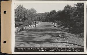 Contract No. 60, Access Roads to Shaft 12, Quabbin Aqueduct, Hardwick and Greenwich, looking ahead from Sta. 23+45, Greenwich and Hardwick, Mass., Sep. 28, 1938