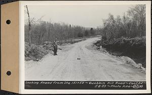 Contract No. 82, Constructing Quabbin Hill Road, Ware, looking ahead from Sta. 151+50, Ware, Mass., May 8, 1939