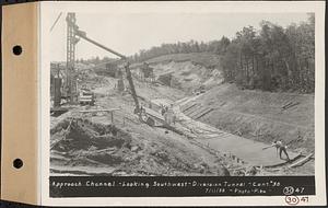 Contract No. 30, Stream Control Works at Main Dam, Swift River Reservoir, Belchertown, Enfield, Ware, approach channel, looking southwest, diversion tunnel, Belchertown, Mass., Jul. 11, 1932