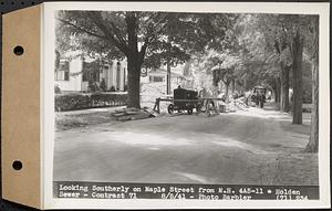 Contract No. 71, WPA Sewer Construction, Holden, looking southerly on Maple Street from manhole 4A5-11, Holden Sewer, Holden, Mass., Aug. 5, 1941