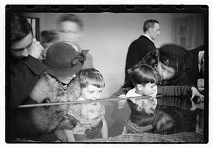 People looking at exhibits, Museum of Fine Arts