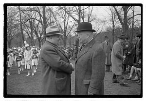 Boston Park Department May Day Festival, Boston Common, Commissioner William Long on right