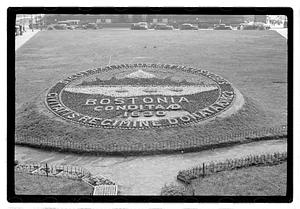 "Bostonia Condita AD 1630" floral design of the seal of the City of Boston, Copley Square