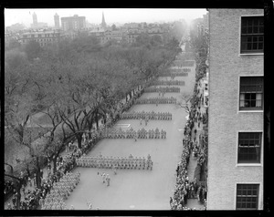 West Point cadets march down Beacon St. to Common. First time in Boston for over 100 years.