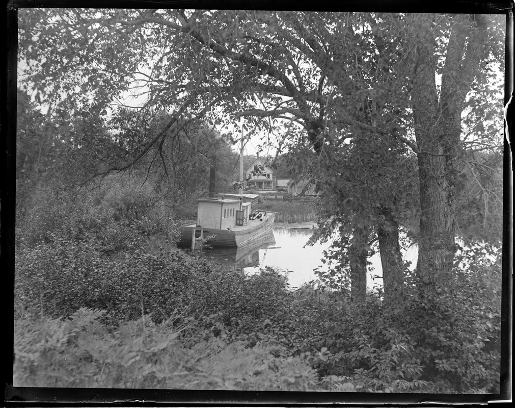 Raymond, Maine. Songo River, old boat.