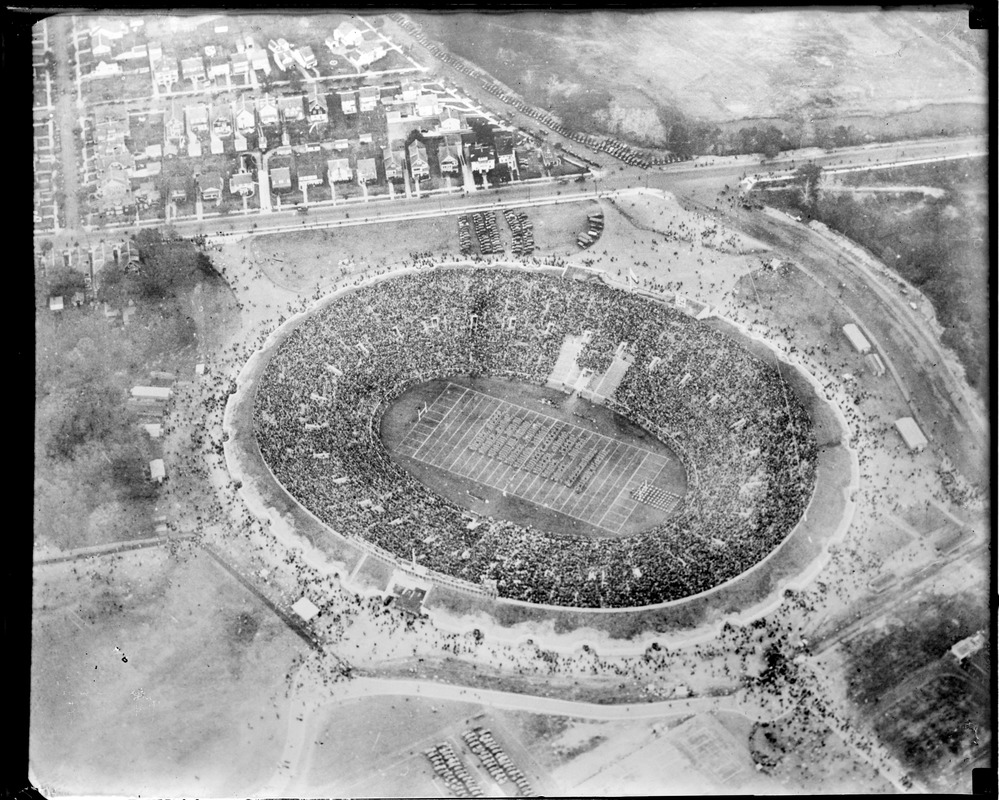 Aeroplane view of Yale Bowl when Yale played Army