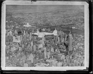 Plane flying over Manhattan