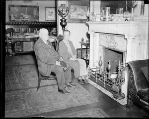 Old couple by the fireplace