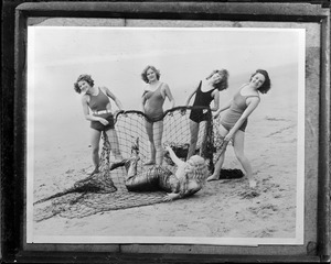 Bathing girls catch mermaid on California Beach