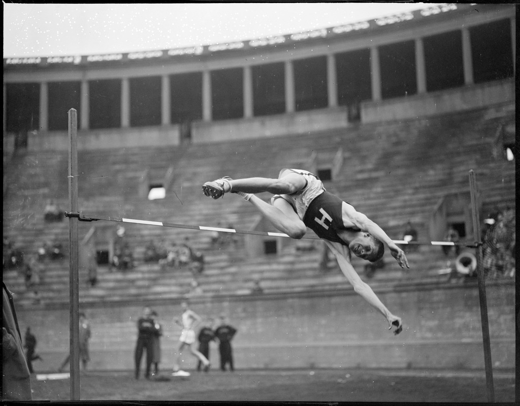 Harvard high jumper clears jump at stadium