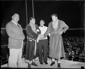 O'Mahoney and Ed George shake hands