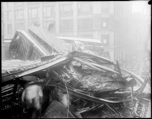 Boston elevated train wreck at corner of Beach St. and Harrison Ave. 2 were killed.